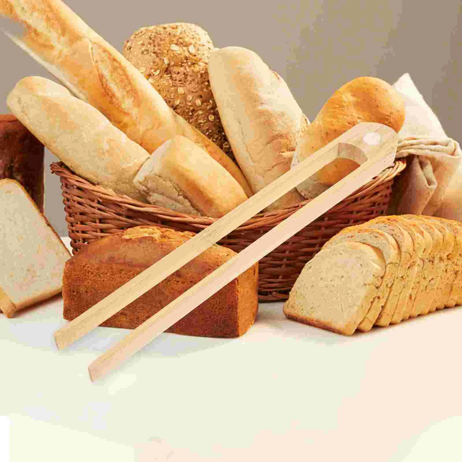 Ergonomic Bamboo Toaster Tongs Bread Clamp Kitchen Utensils Cooking Tools Food Serving Tongs Pastry Clip Dining Accessories