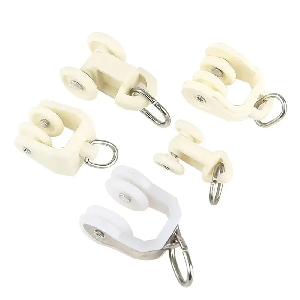 Mini Rubber Wheels Plastic Bearing Pulley 10Pcs Curtain Wheels Rail Straight Curved Track Rollers Curtain Rod Pulley Track Accessories Furniture Hardware