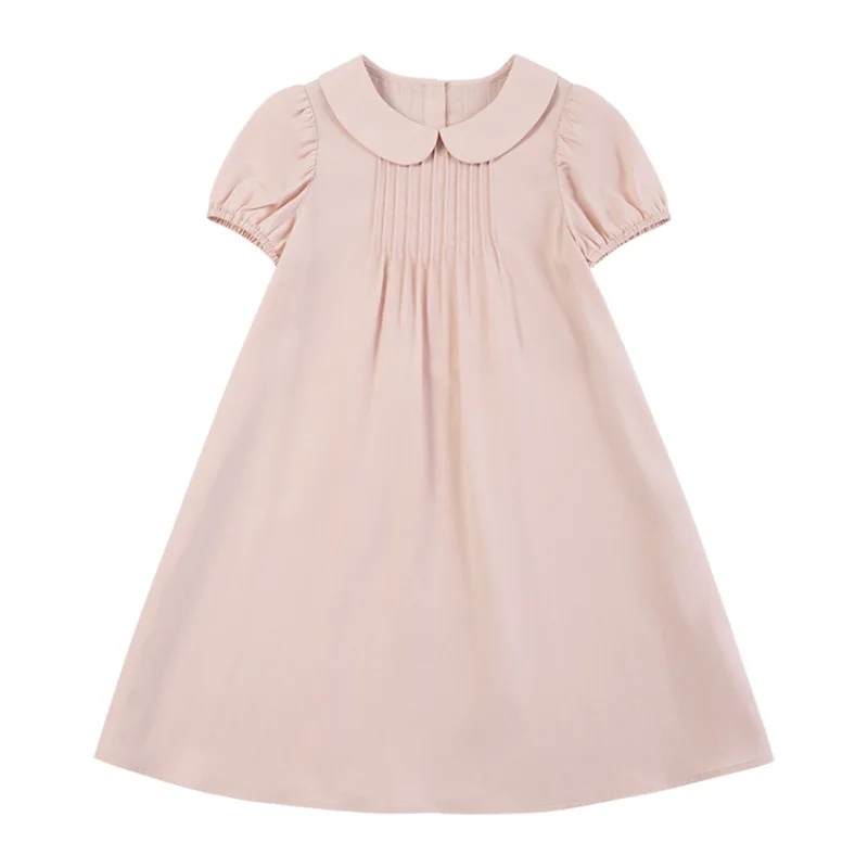 Summer Short Sleeve Baby Girls Dress New Children's Clothing Casual Cotton Dress Kids Girls Clothes Pink Color