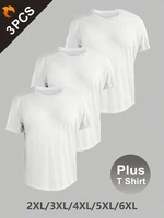 3PCS Plus T Shirt for Men's Big and Tall Shirts Men's Ultralight Quick Dry Sport T-Shirt 2XL/3XL/4XL/5XL/6XL 1