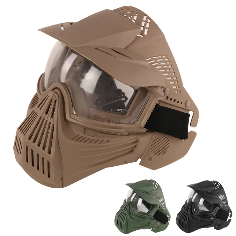 Full Face Airsoft Mask Hunting CS Wargame Protective Masks Outdoor Shooting Paintball Breathable Mask Accessories with Goggles