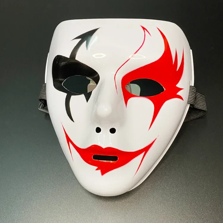 Masque complet peint à la main Blanc Clown de la mort Noir Or – Image 4