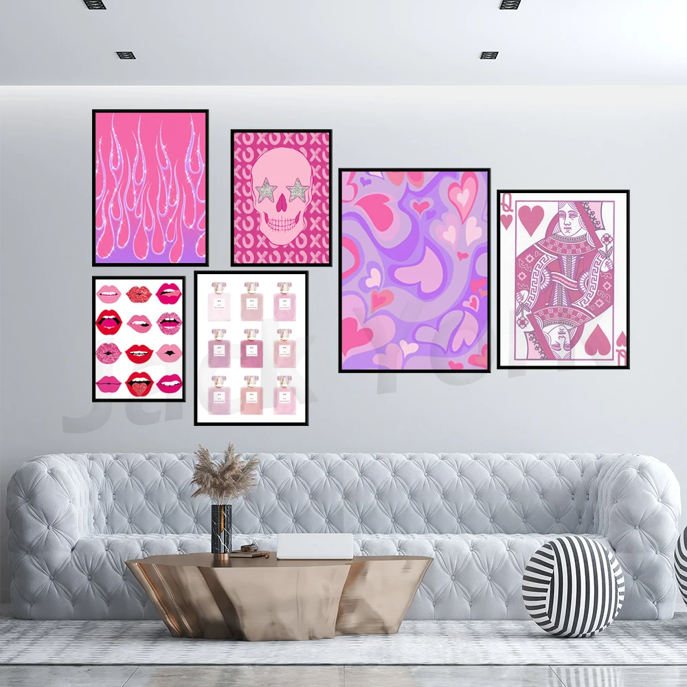 

Pink Posters Preppy Posters - Pink Posters for Room Aesthetic Preppy Paintings Dorm Wall Art for College