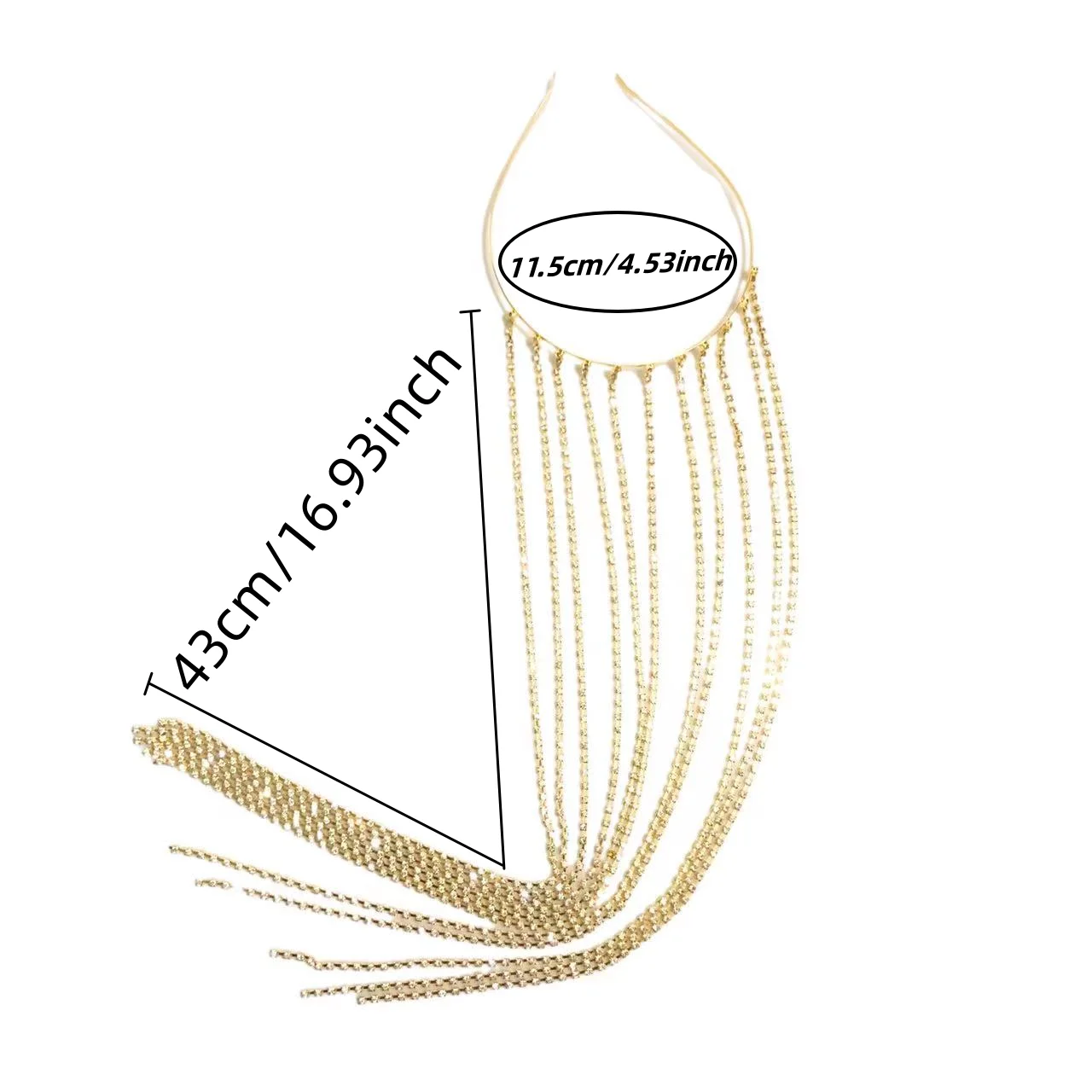 Fashionable long tassel headband Rhinestone Jewelry for female brides shiny crystal headdress birthday party jewelry