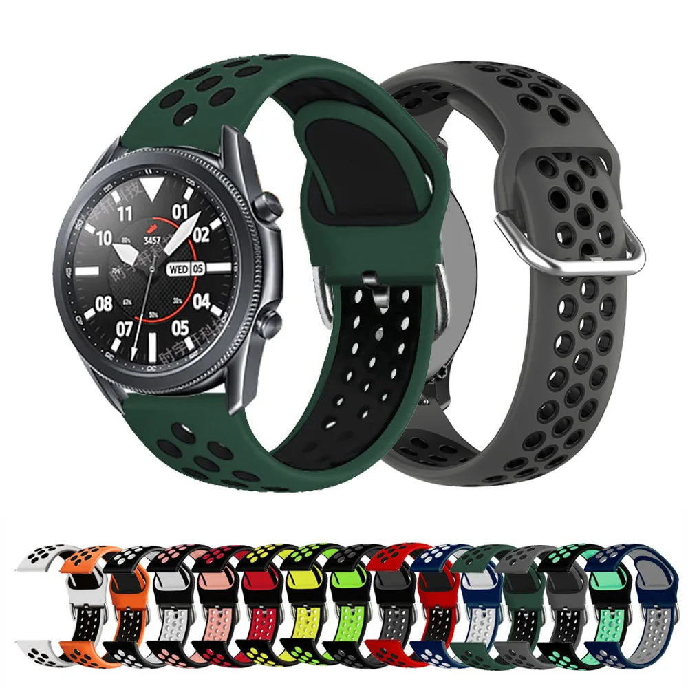 

Силиконовый ремешок 20 мм 22 мм для Samsung Galaxy Watch 3 45 мм 41 мм, браслет для Galaxy 42 мм 46 мм/Gear S2 S3 Sport/Active2 Correa