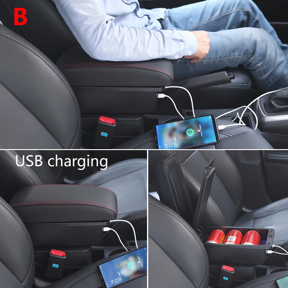 Auto armsteun Voor Peugeot 2008 Armrest Box 3USB Zwarte leren opbergbox in het midden Modificatie 2012-2019(Wit Auto armsteun Voor Peugeot 2008 Armrest Box 3USB Zwarte leren opbergbox in het midden Modificatie 2012-2019(Wit