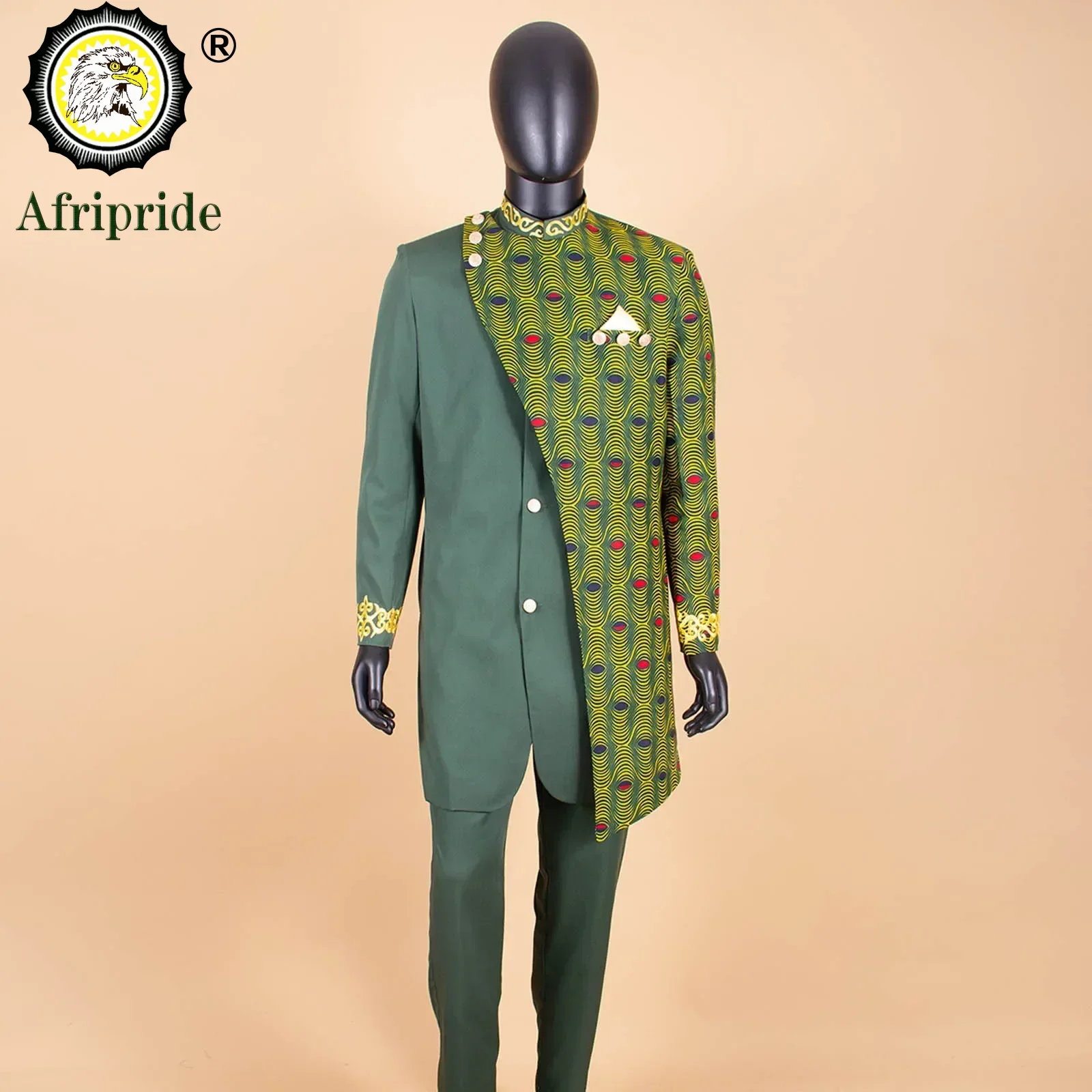 African Suits for Men Embroidery Print Blazer and Pants Set Business Dress Suit with Kerchief Party Wedding Evening A2316023 2