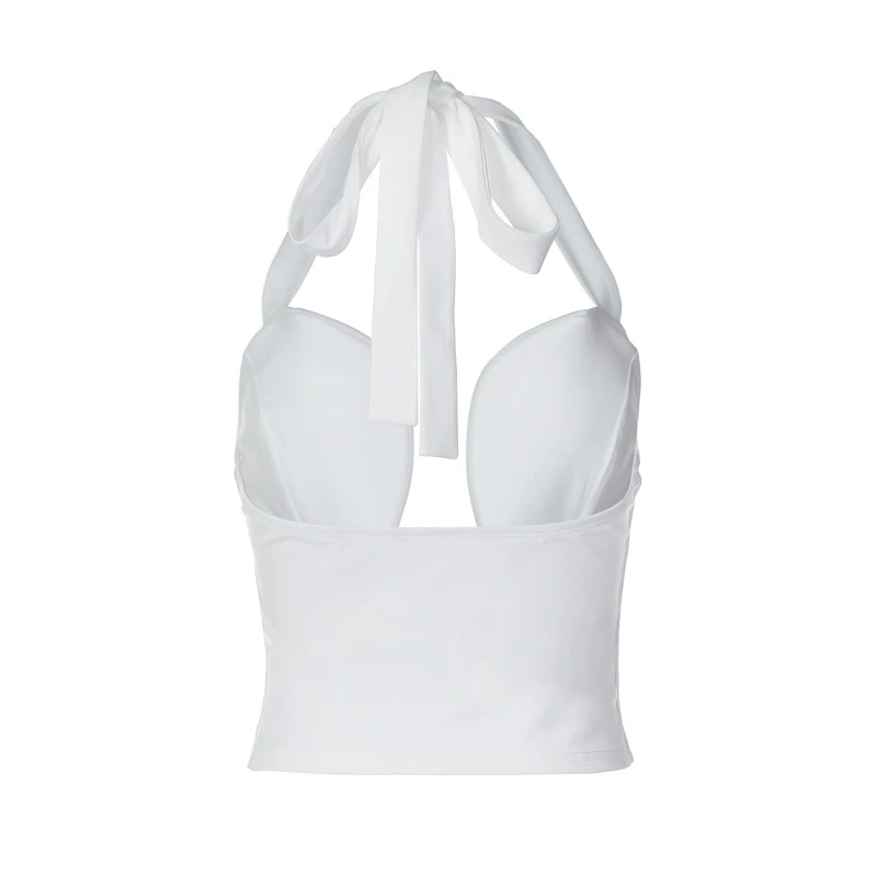 Fashion Summer Y2k Women's Hollow Neck Strap Sleeveless Vest Elegant Autumn Waist Sexy Solid Color Backless Women's Short Top