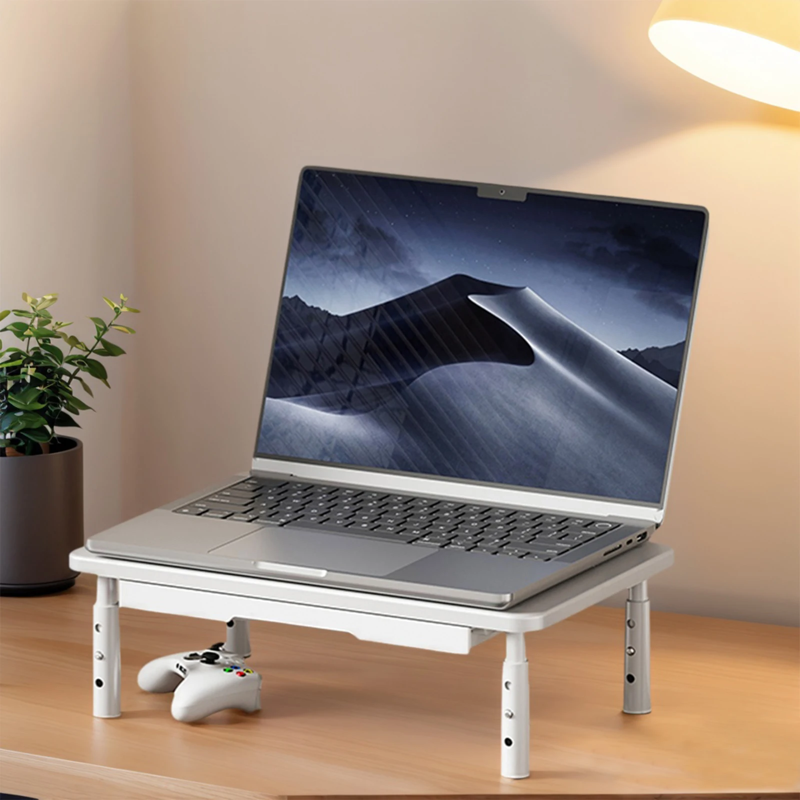 Computer Monitor Stand 3 Height Adjustable Desk Organizer with Airflow Vents Laptop Stand for Monitor Laptop PC Printer