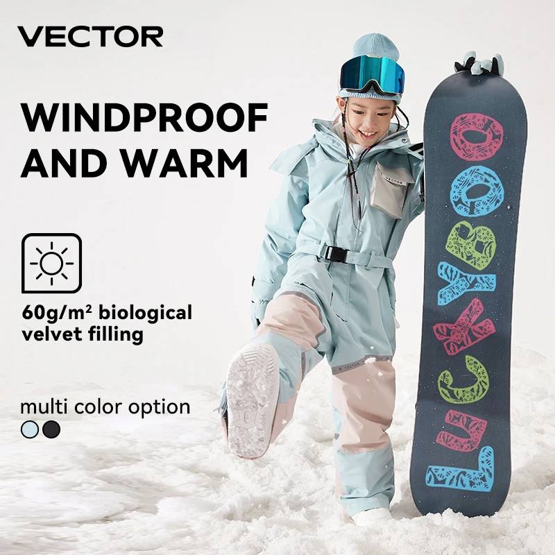 Thick Children One-Piece Ski Jumpsuit Outdoor Sports Snowboard Jacket Warm Jump Suit Waterproof Winter Clothes Overalls Hooded kids snow suit