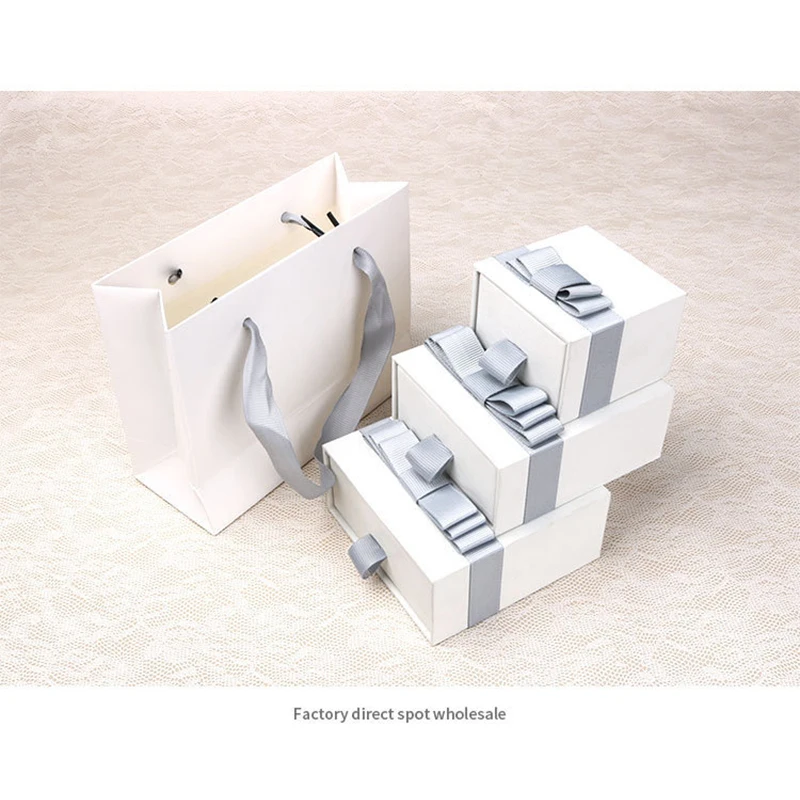24pcs Jewelry Ring Earrings Necklace Organizer Box with Gray Bowknot Wedding Traval Business Portable Drawer Boxes