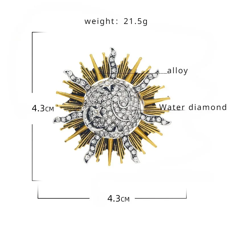 ヴィンテージ D’Orlan スターバーストブローチ 太陽 ストーン パール Vintage D'ORLAN Gold Tone Flower Rhinestone Pin Brooch