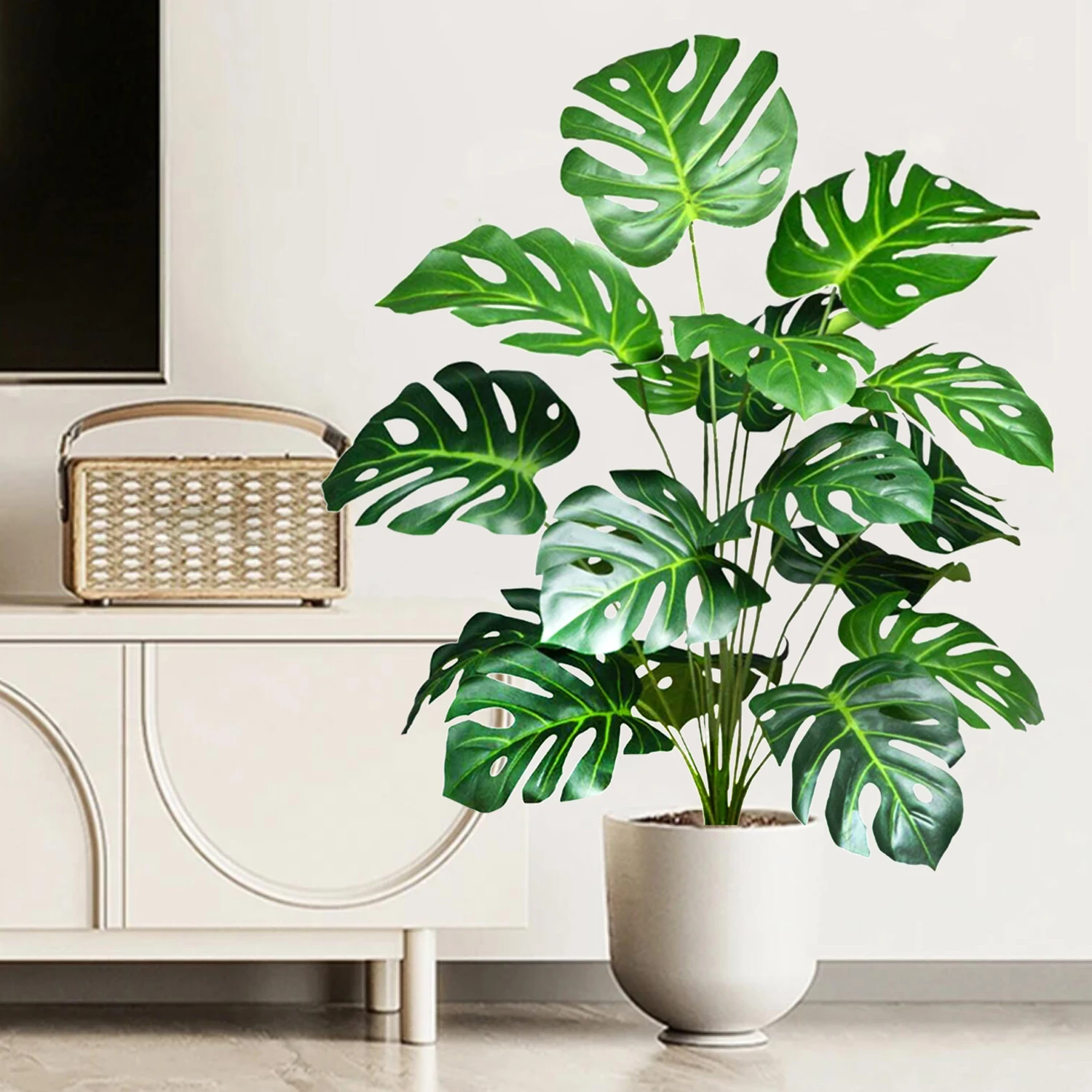 60-135cm (51,9 Zoll) Künstliche Monstera Plastikpflanze im Topf, Dekorativ für Festlichkeiten, geeignet für Heim- und Bürodekoration – Detail 12