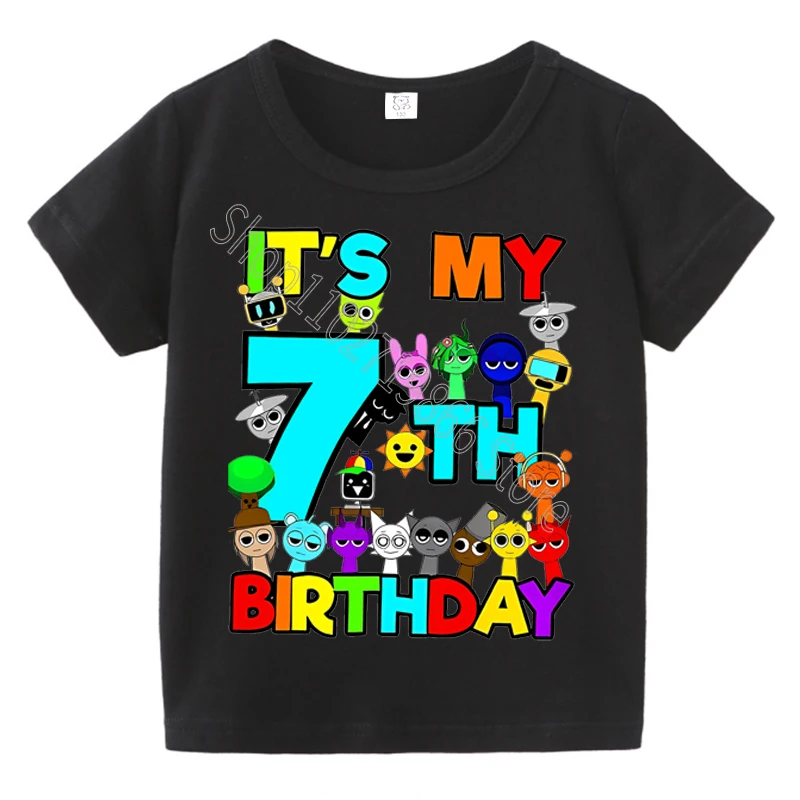 الصيف قصيرة الأكمام Sprunki Incredibox طباعة الأطفال تي شيرت الاطفال ملابس الفتيان الفتيات القطن تيز القمم هدايا حفلة عيد ميلاد