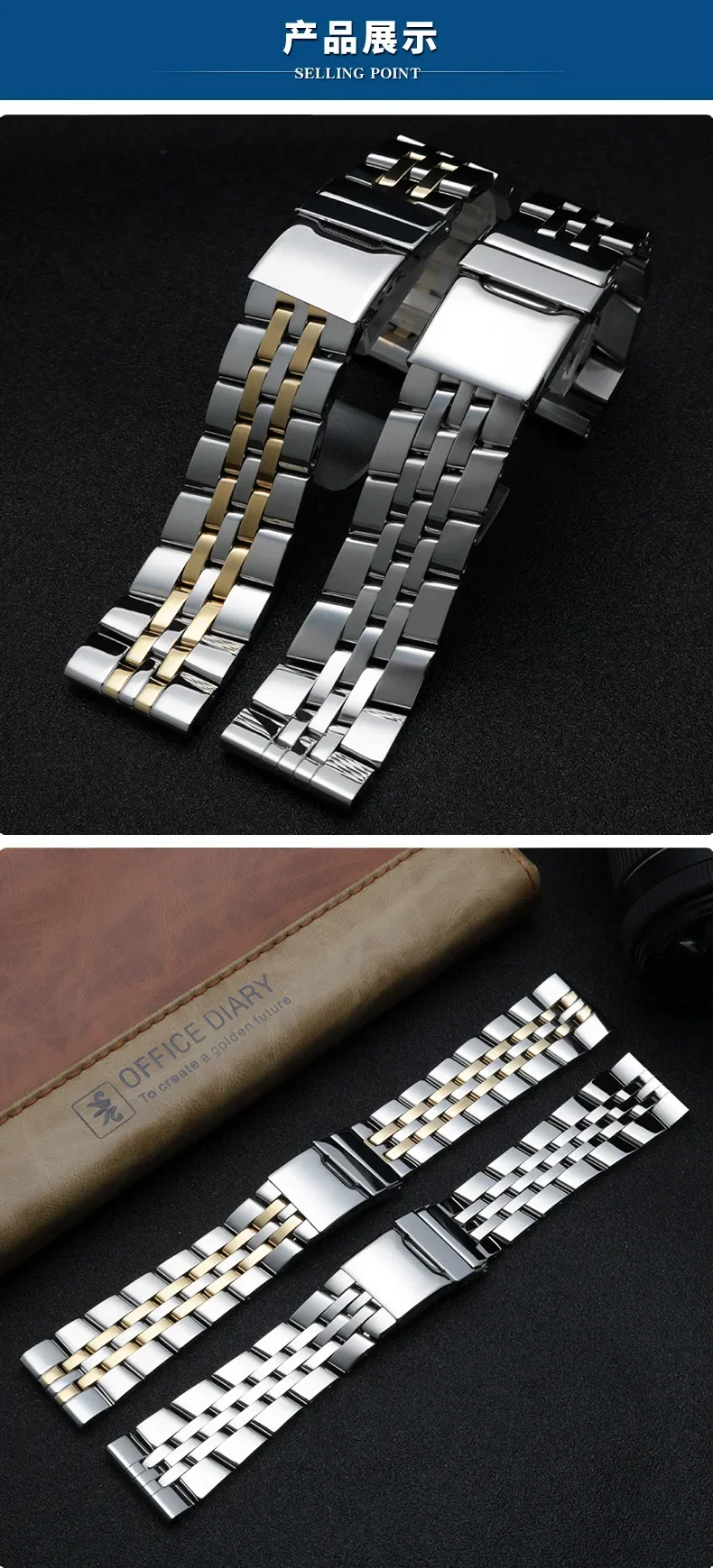 Edelstahl-Uhrenarmband 20 mm, 22 mm, 24 mm, Armband für Breitling-Uhr, für AVENGER NAVITIMER SUPEROCEAN Uhrenkette – Detail 5