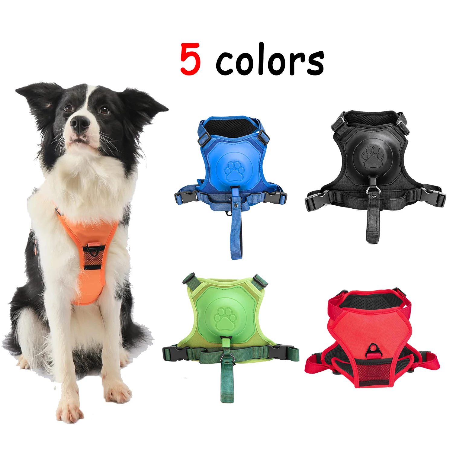 

Dog Harness with Retractable Dog Leash as One Adjustable Padded Dog Vest Harness and Attached Tangle Free Leash for Large Dog
