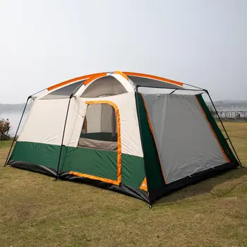 KTT Extra Large Tent 10-12-14 Person(B),Family Cabin Tents,2 Rooms,3 Doors and 3 Windows with Mesh,Straight Wall,Waterproof,Doub 5