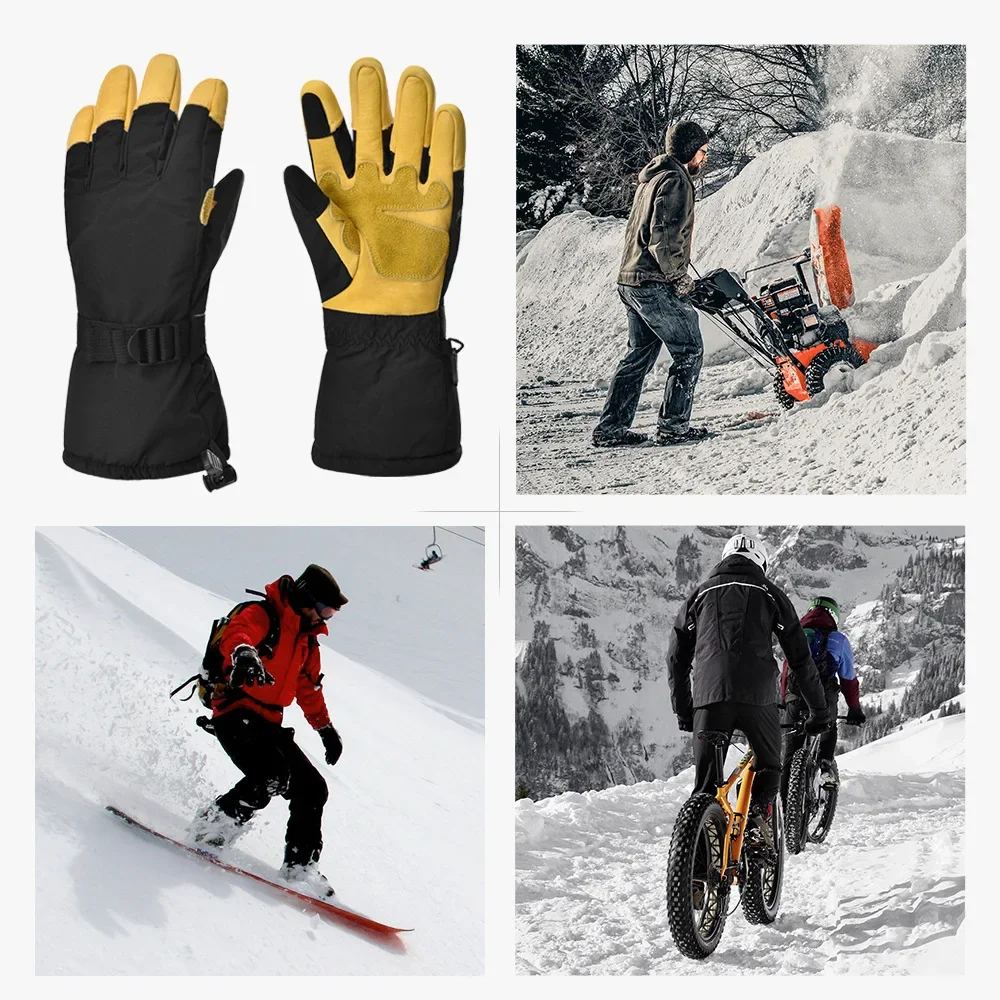 Warm Deerskin Winter Adult Men Women Ski Gloves Windproof Waterproof Outdoor Sports Touch Screen Anti-slip Cycling Gloves 4