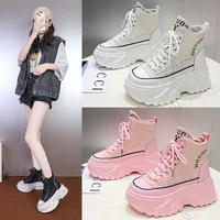 Fashion Chunky Platform Motorcycle Boots Women Autumn Winter Thick Bottom Ankle Botas Mujer White High Top Gothic Sneakers Shoes 1