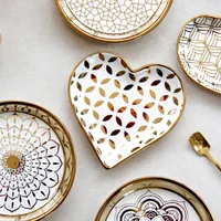 European Luxury Decorative Storage Trays, Ceramic Snack Saucer, Cake Plate, Small Jewelry Dish, Middle Eastern Arabic 2