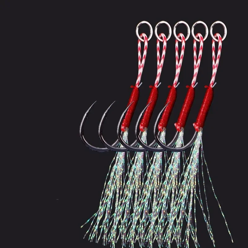 10 teile/los Langsam Jigging Angeln Cast Jigs Unterstützen Haken Stacheldraht Einzel Jig Haken Gewinde Feder Pesca High Carbon Stahl Angeln Locken – Detail 3