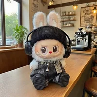 Nouveaux vêtements pour poupée Labubu, ensemble de 5 pièces tendance de rue, accessoires de vêtements, vêtements de poupée avec collier et écouteurs 1