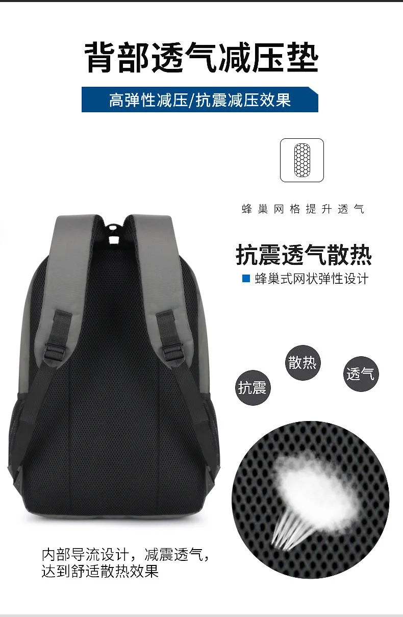 Neuer trendiger Rucksack für Studenten, Reiserucksack, koreanischer Stil, Unisex, Business-Casual-Laptoptasche, verdickte doppelte Umhängetaschen – Detail 3