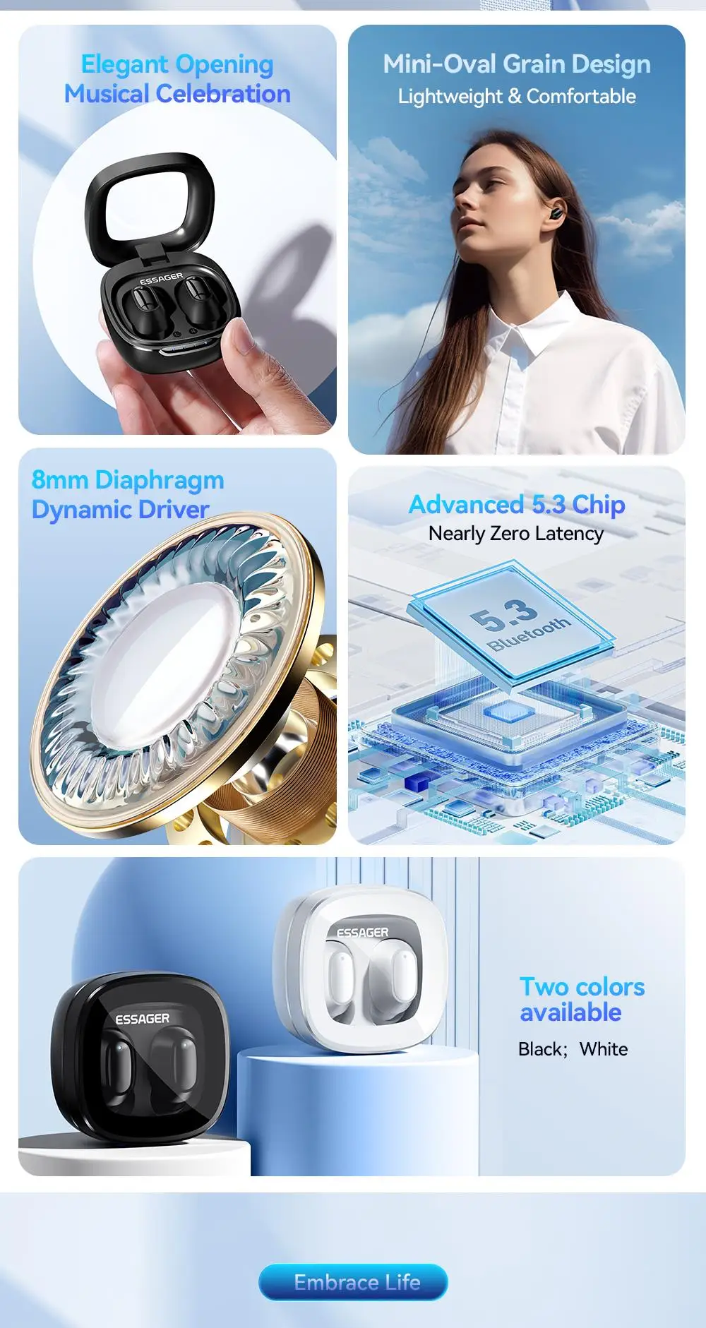 Description Picture 3 of itemEssager TWS Bluetooth5.3 Earphone Noise Cancelling Earbuds True Wireless Stereo Sports Headset  In-Ear Handsfree With Microphone