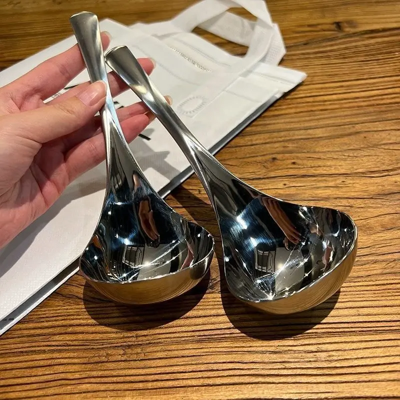 Thicken Stainless Steel Spoon Long Handle Stainless Steel Hot Pot Scoops Cooking Utensils Rice Spoon Kitchen