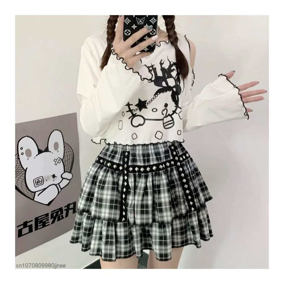 Sanrio Hello Kitty Y2k Summer Kawaii Crop Top Woman Long Sleeve Design  T-shirt For Women Cute Tops Kawaii Clothes Girls Trendy - T-shirts -  AliExpress