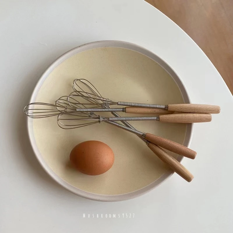 調理器具 min min Mushrooms 9527 Mini Small Solid Wood Handle Whisk Cream