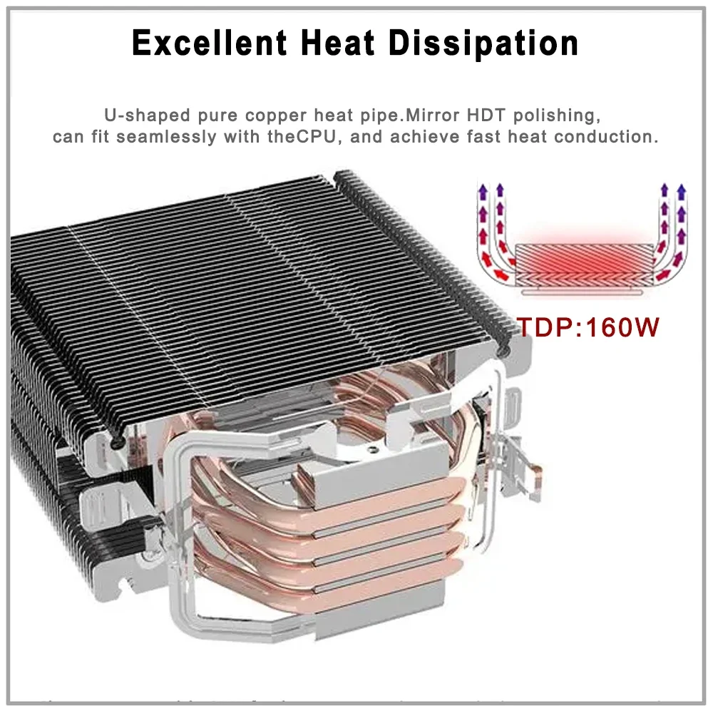 Processor Cooler For Lga 2011-V3/1366/1151/1700 AM4 AM3 4 Heat Pipes Cpu Cooler 4PIN Fan Heatsink IWONGOU Radiatier Ventilador