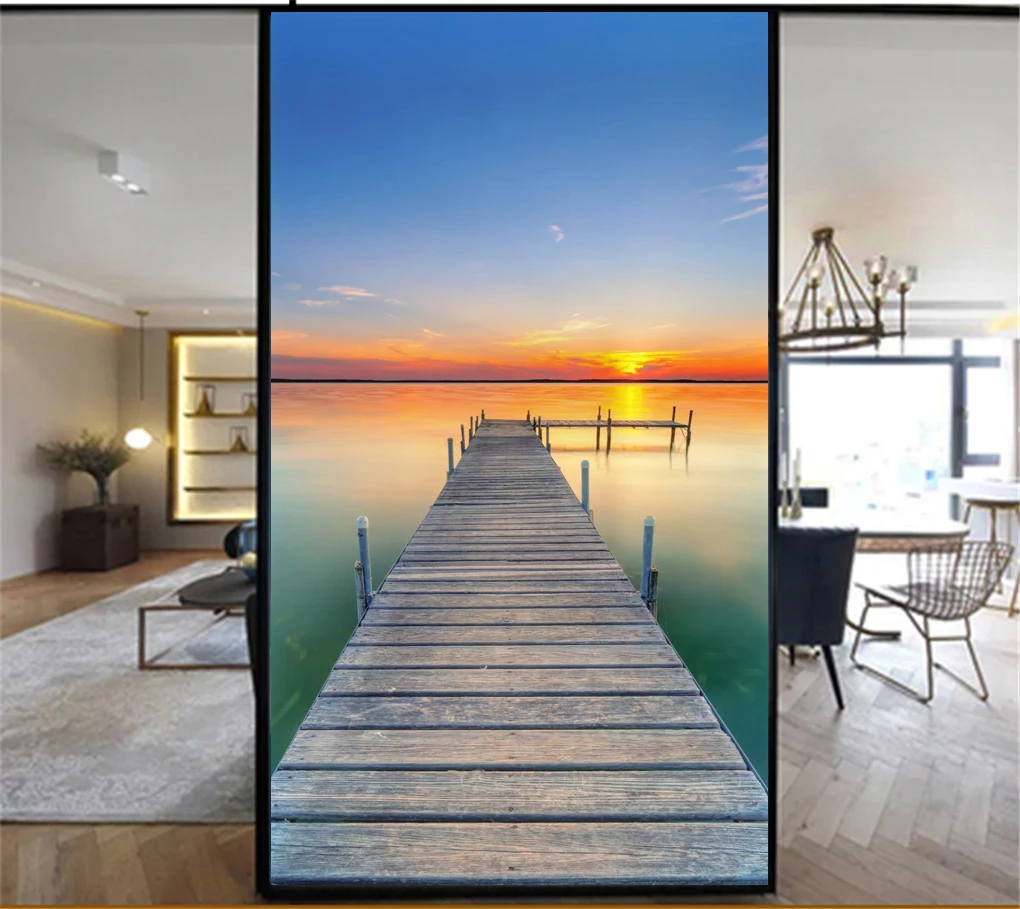 

Beautiful Scenery No Glue Privacy Window Film Vinyl Static Cling Frosted Stained Glass Decorative Window Sticker Window Film 15