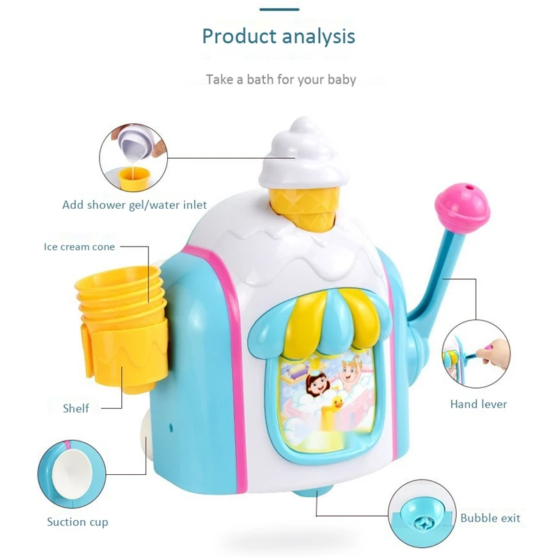Ice Creams Maker Bubble Machine Bath Toys Fun Foam Bathtub Toy Gift Bath Toys For Children Bathing Water Bubble Machine 3