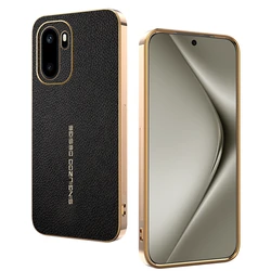 Luxurious Lychee Leather Electroplated Frame Phone Case - Oneplus Nord 5 5G (Black)