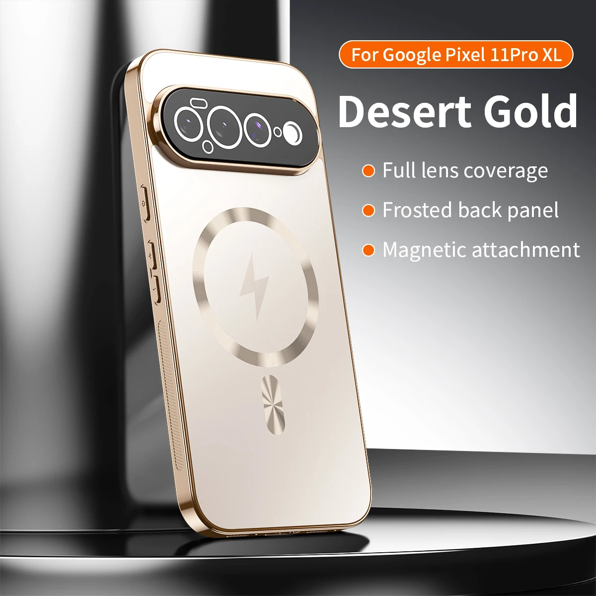 Luxury Straight Edge Magnetic Plating Case with Magsafe Flash Charge Cover