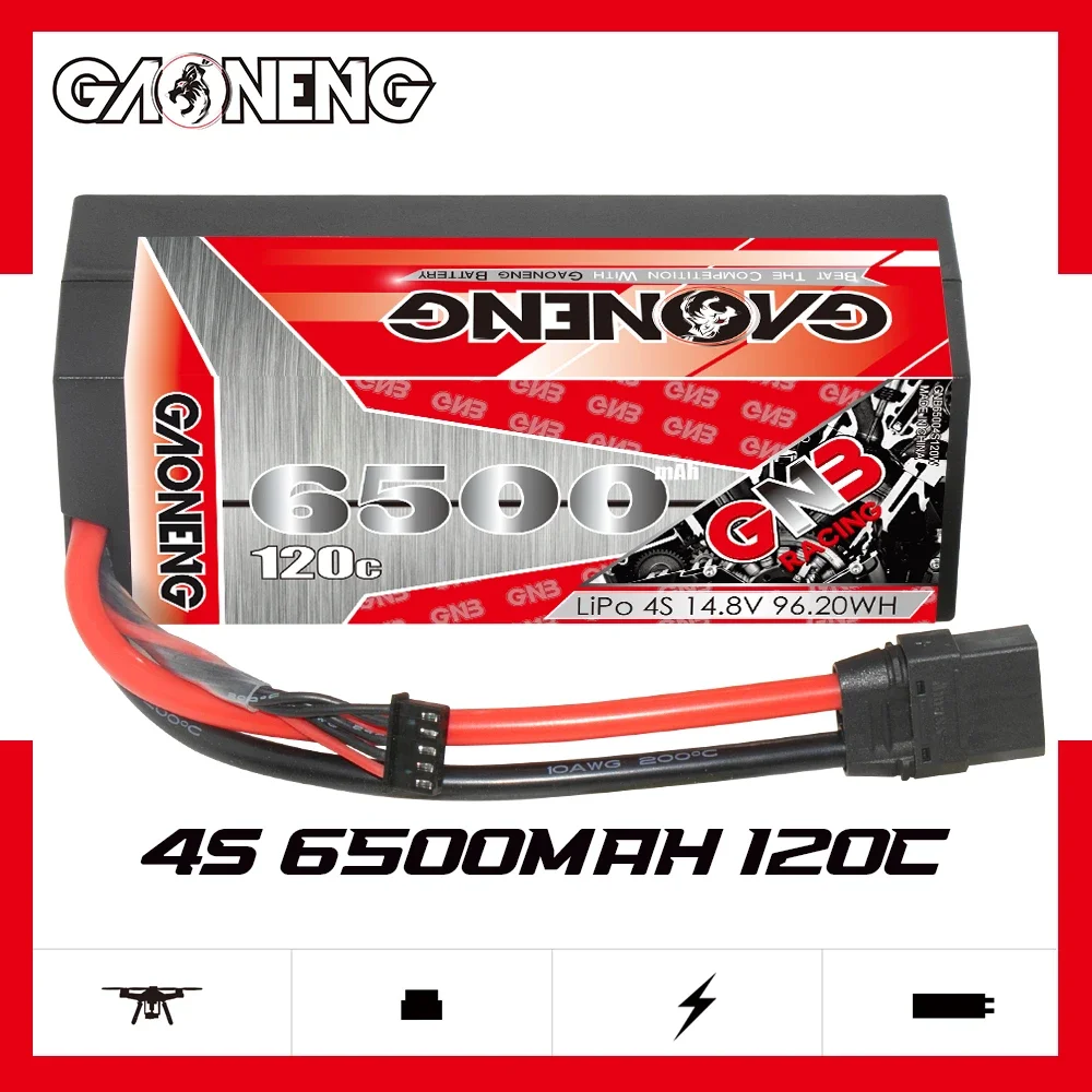 

GAONENG GNB 6500 мАч 4S 120C 240C 14,8 в жесткий чехол LiPo батарея с кабелем с масштабом XT90 1/10 1/8 RC хобби модели
