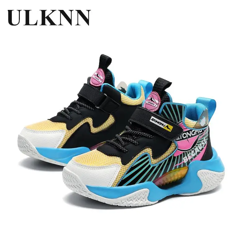 Boy's Basketball Sneakers Children Fashion Shoes Boy Sneakers Cuhk Kid's Elementary Training Running Sports Black Shoe