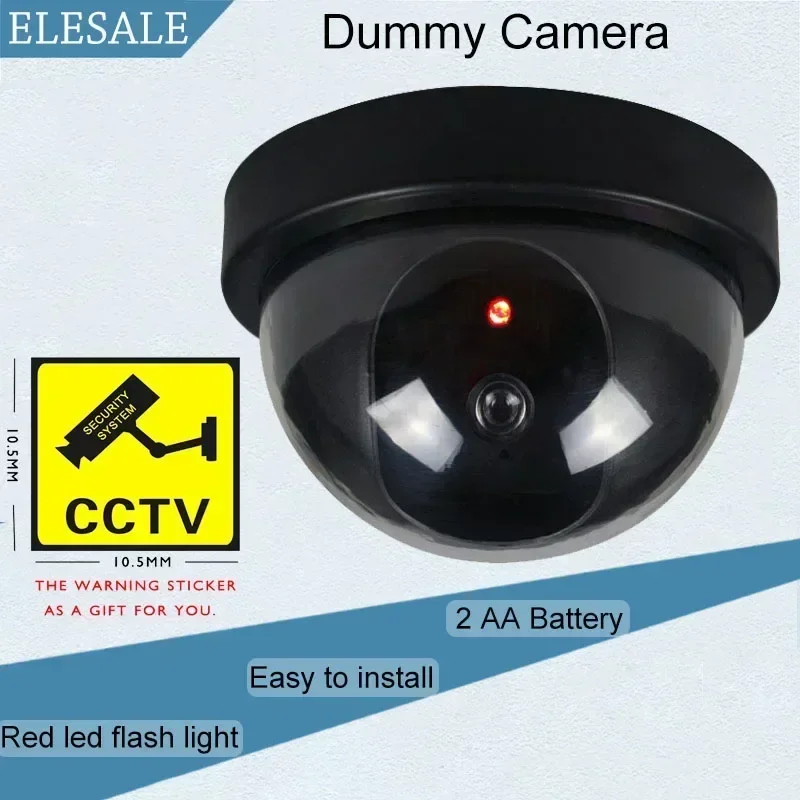 Surveillance Camera Creative Plastic Dome CCTV Dummy Flashing LED Fake AA Battery Power