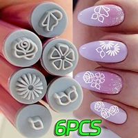 Flower Pattern Nail Art Stamp Pen Nails Template Set Handicraft Nail Art Decoration Flower Nails Graffiti Stamp Pen Dotting Tool 1