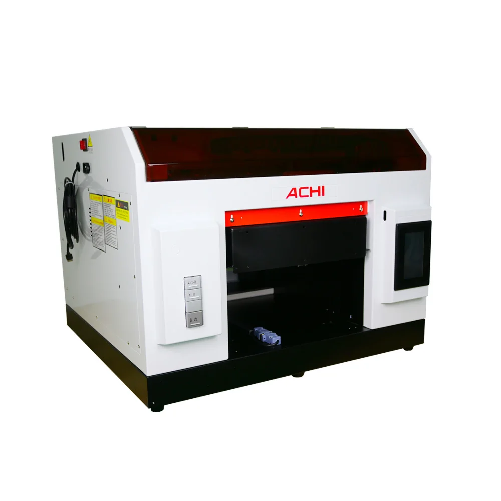 US Ship ACHI A3 UV Printer R1390 UV Flatbed Cylindrical A4 UV Printer for Glass Metal Wood Embossed Printer 5x500ML Ink EU STOCK