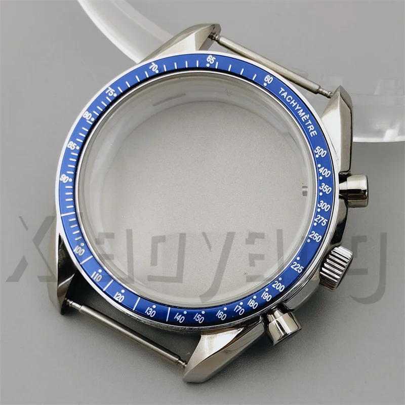 Silver Watch Case with Blue, Green, and Black Insert and Coated Glass - Quartz Chronograph Movement, Steel Bracelet, 40mm