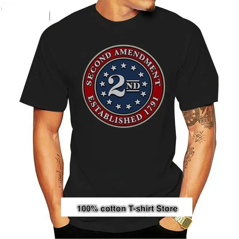 Camiseta con estampado de bandera americana para hombre, camisa con sello de marca, 2. ª modificación, 2018, nueva, 2A, 1791