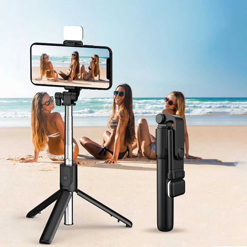 Portable Wireless Bluetooth Phone Telescopic Selfie Stick Tripod With Fill Light for Huawei iPhone 13 14 Pro Android Xiaomi 10 selfie stick cell phone selfie stick smartphone selfie stick