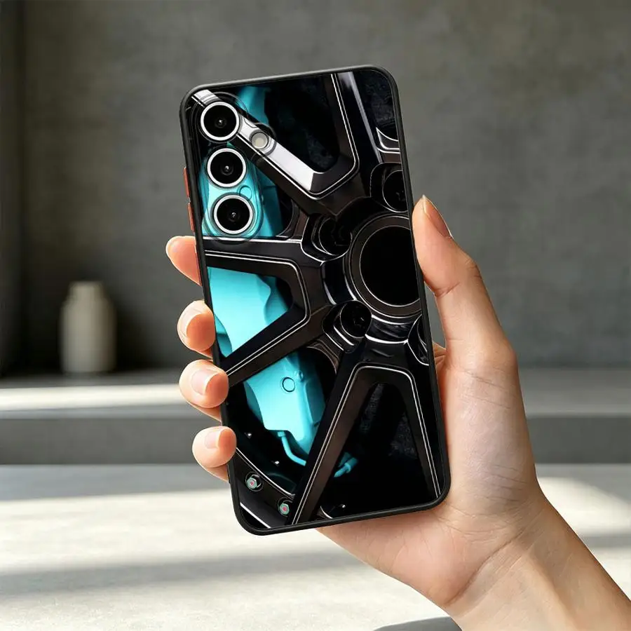 Turquoise Car Wheel Design Phone Case Cover