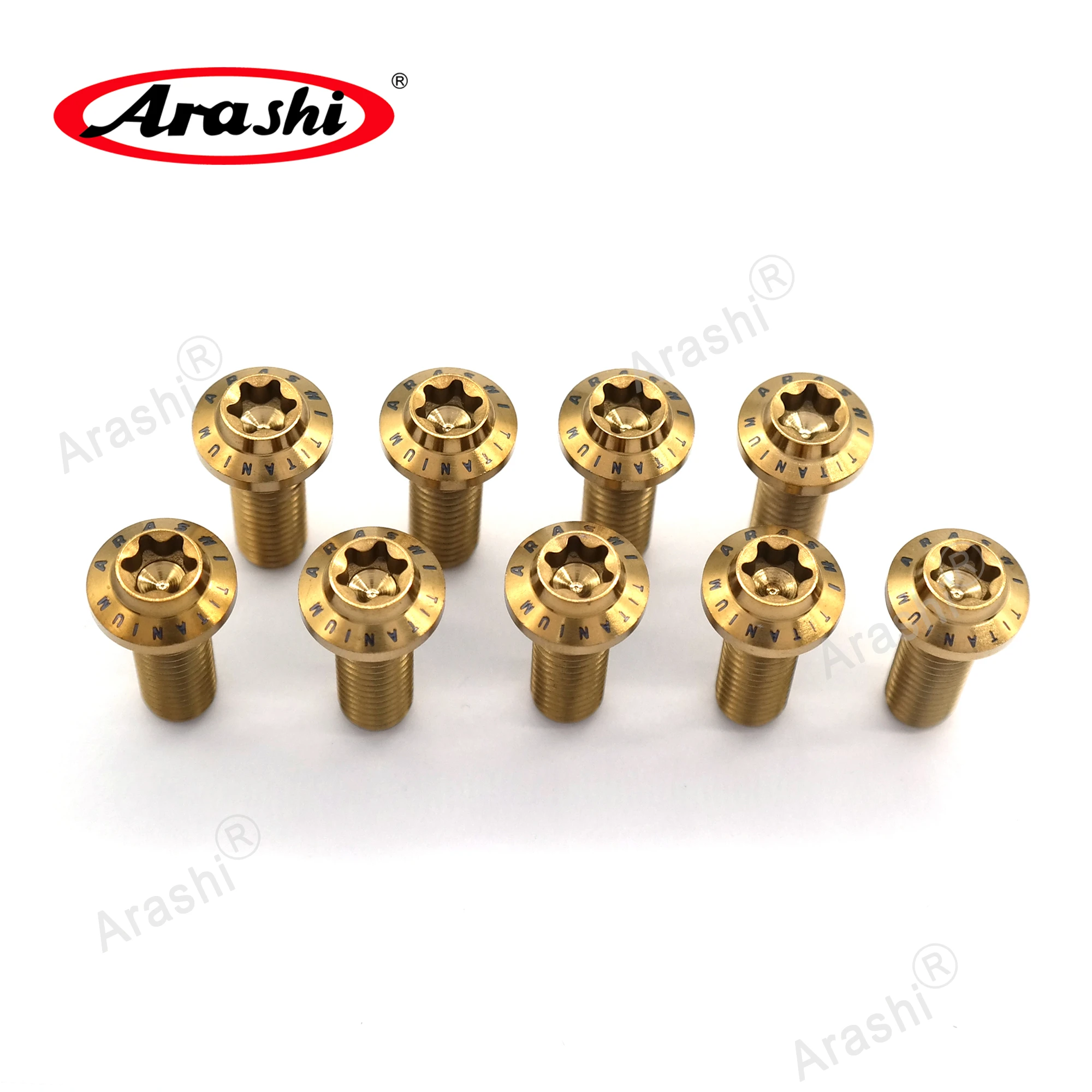 Arashi M8x22mm Brake Rotor Disk Mounting Bolts Motor Titanium Bolt Screw Cylindrical Head Torx Drive For HONDA SUZUKI YAMAHA