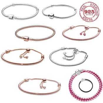 925% sterling silver charm bracelet for women's fashion classic telescopic butterfly bracelet original DIY high-quality jewelry