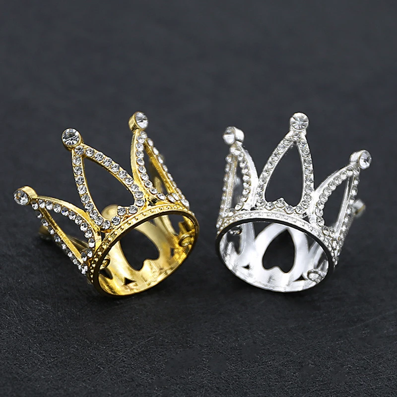 5pcs Mini Crown Cake Topper Ornaments Princess Rhinestones Tiara Baby Shower Birthday Wedding Party Supplies DIY Cake Decoration