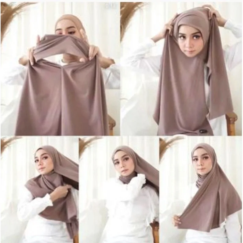 

Muslim Women's Instant Hijab Scarf Premium Jersey Cotton Stretchable Pashmina Ironless Rectangular Tudung 68.9"X29.52"