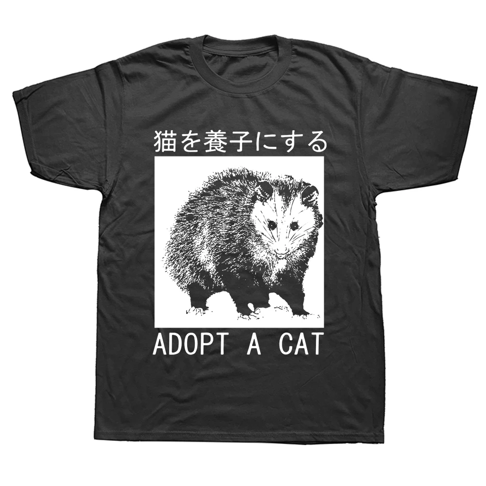 Men's Japanese cat T-shirt cotton